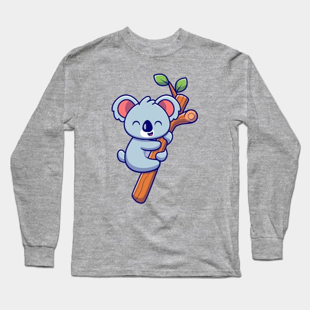 Cute Koala Hanging On Tree Long Sleeve T-Shirt by Catalyst Labs